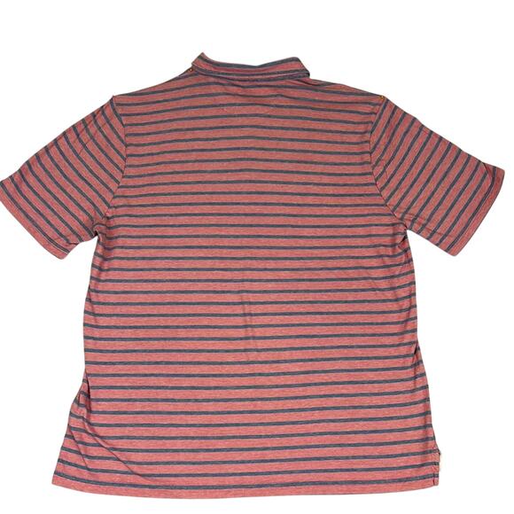 Faherty Mens Isle Polo Shirt PInk Blue Stripe Organic Cotton XL Coastal Preppy - Picture 2 of 9